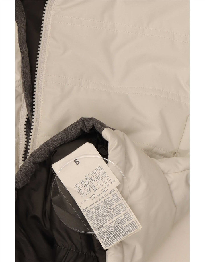 Brugi Veste de ski à capuche pour femme UK 10 Small Blanc Colorblock Polyester