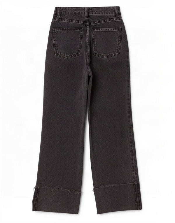 Zara Womens High Waist Wide Leg Jeans EU 32 2XS W22 L28 Black Cotton