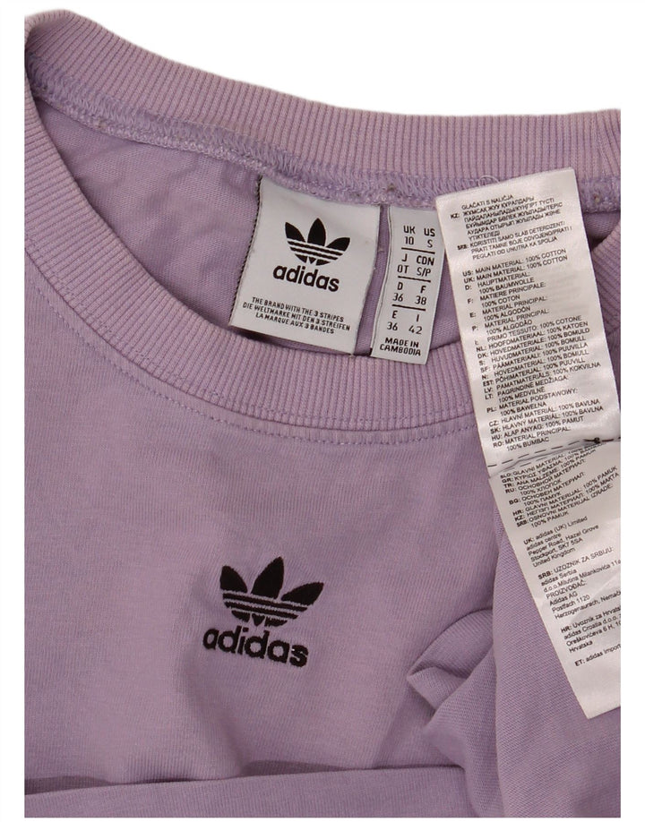 ADIDAS T-shirt surdimensionné pour femme UK 10 Petit coton violet