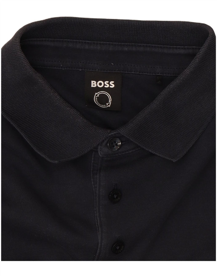 HUGO BOSS Mens Long Sleeve Polo Shirt Medium Navy Blue