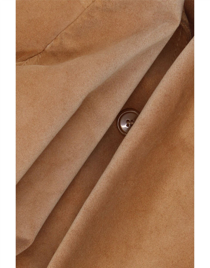 Barone Veste en daim pour femme UK 10 Petit cuir beige