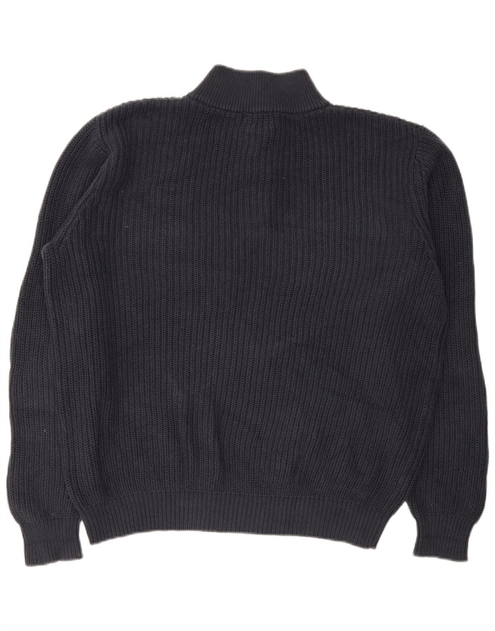L.L.Bean Pull à col boutonné pour homme en coton bleu marine