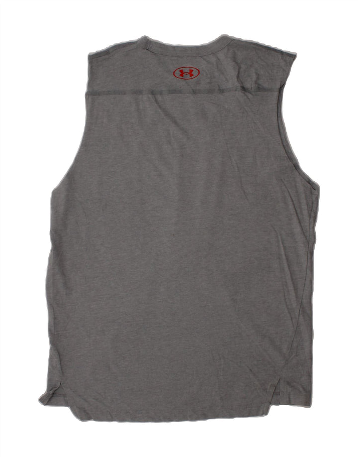 UNDER ARMOUR Boys Graphic Vest Top 11-12 Years Large Grey Cotton Vintage Under Armour and Second-Hand Under Armour from Messina Hembry 