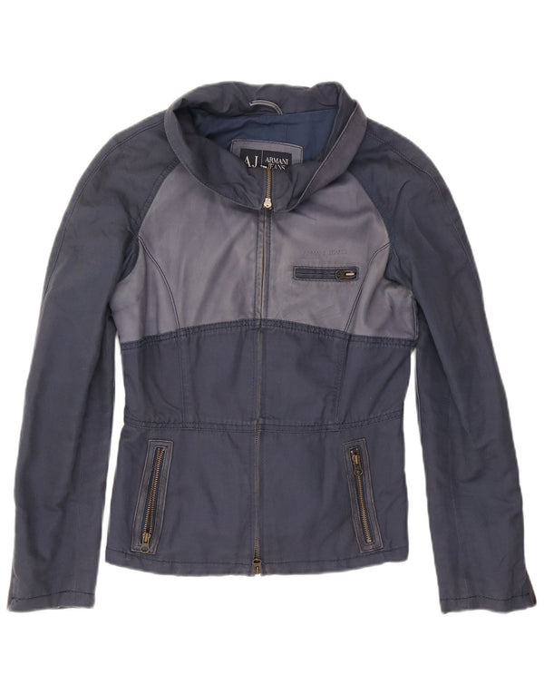 Armani Jeans Veste Bomber Femme UK 14 Coton Bleu Marine Moyen