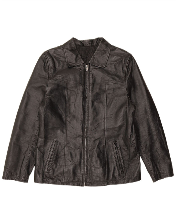 YESSICA Veste en cuir pour femme UK 14 Large Noir