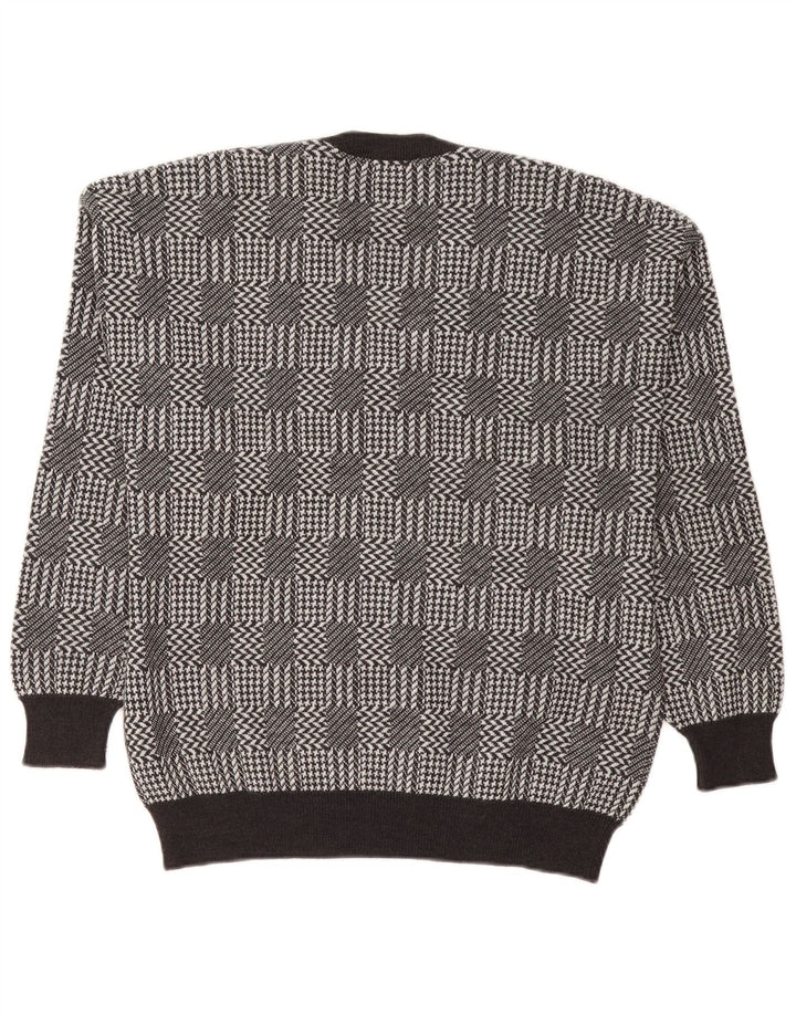 Bramante Pull col V pour homme Grand carreaux gris