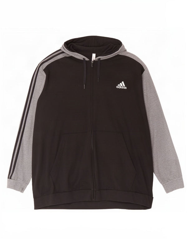 Adidas Pull à capuche zippé pour homme 4XL en coton color block noir