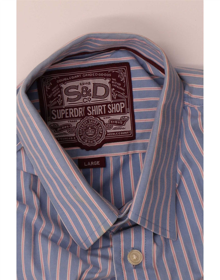 Superdry Chemise Homme En Coton À Rayures Bleues Larges