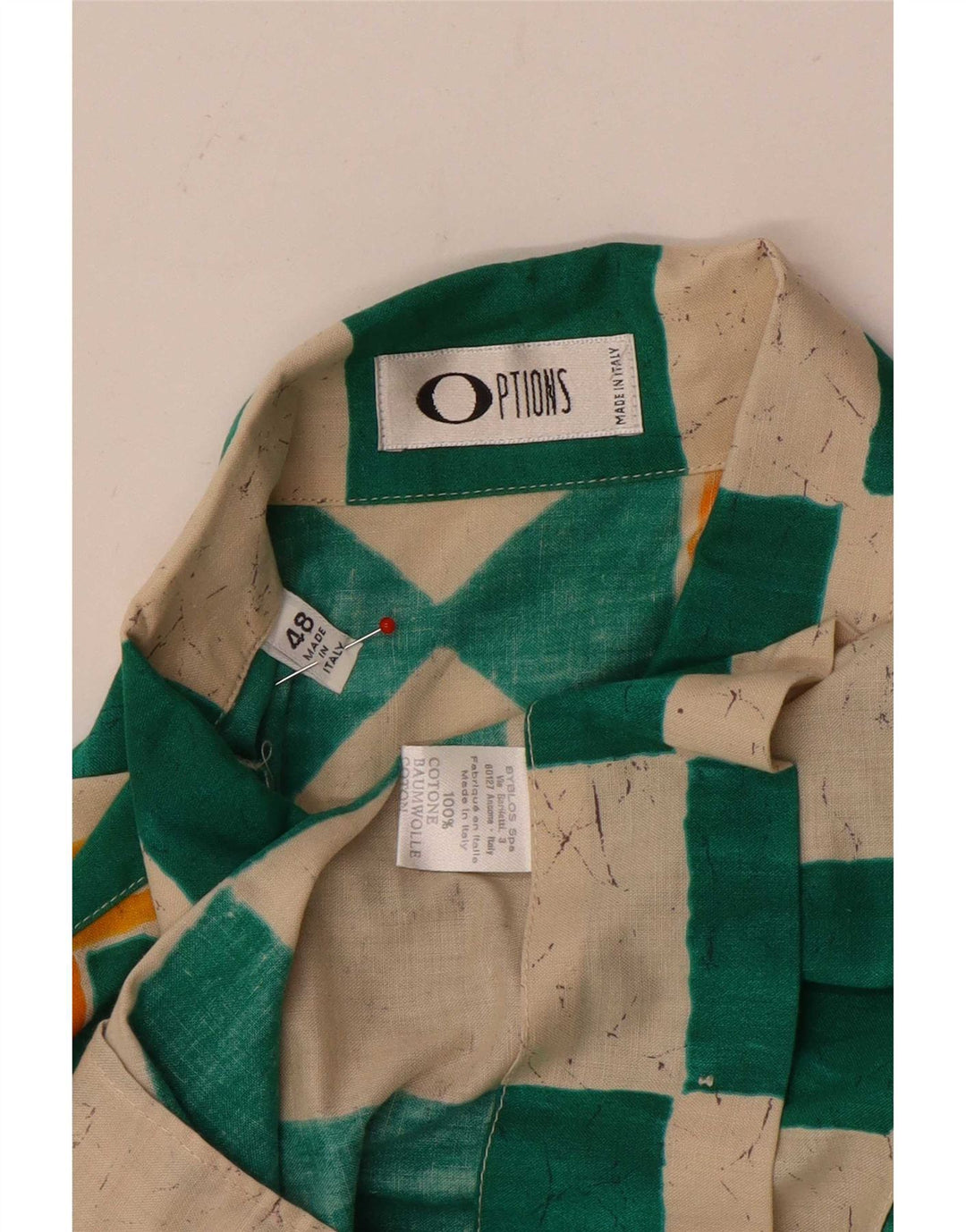 Options Chemise à Manches Courtes Homme IT 48 Coton Géométrique Vert Moyen
