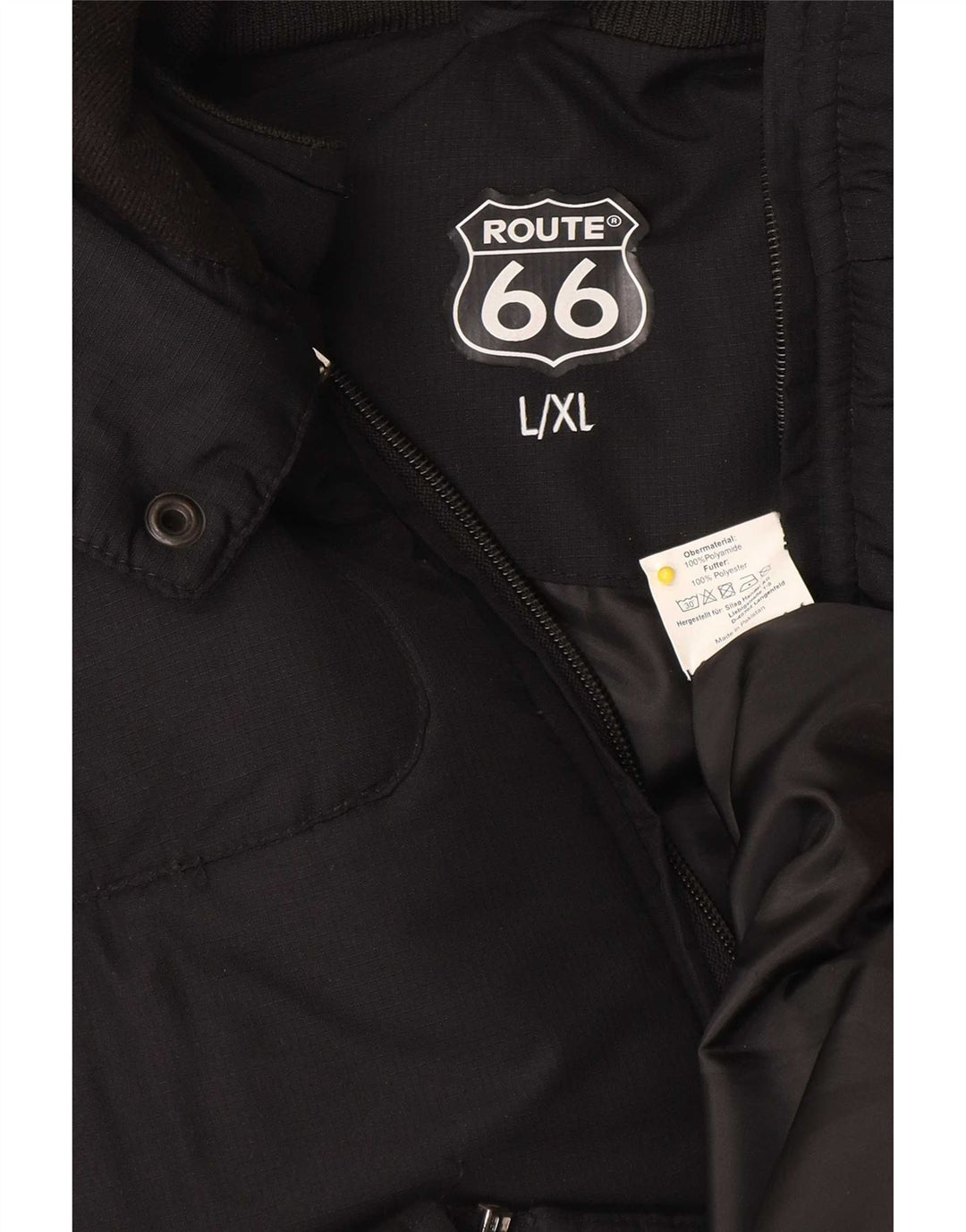 Route 66 Veste matelassée à capuche pour homme UK 40 Large Noir Polyamide