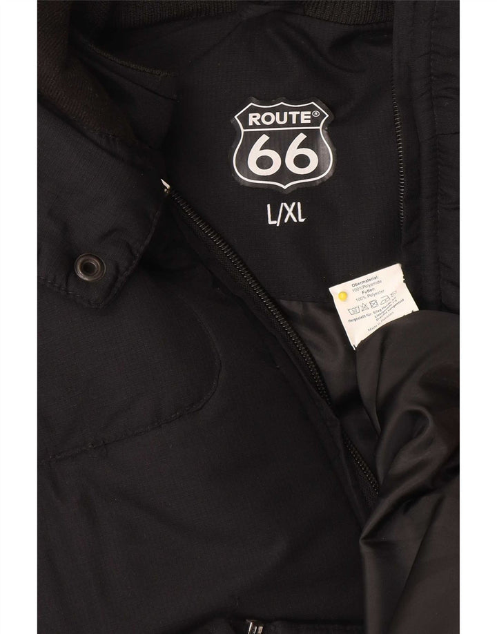 Route 66 Veste matelassée à capuche pour homme UK 40 Large Noir Polyamide