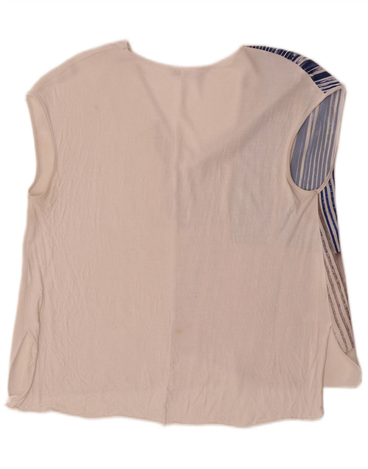 Zara Chemisier sans manches pour femme UK 44 Medium Blanc Colourblock