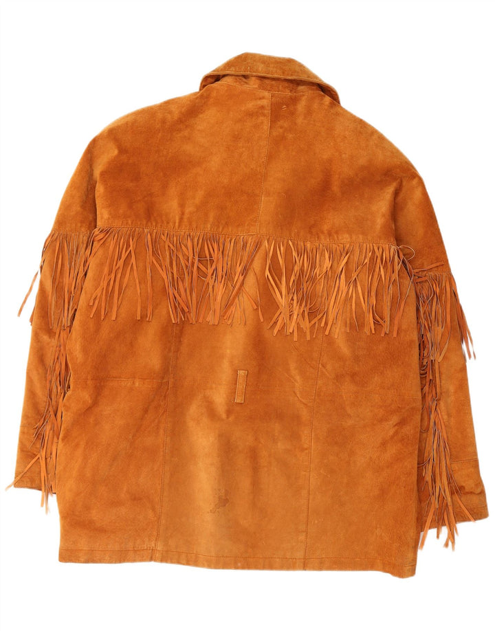 VINTAGE Veste en daim homme EU 54 2XL Cuir marron