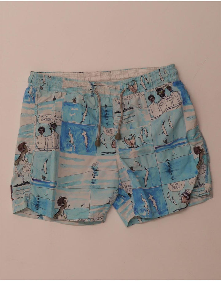 MC2 SAINT BARTH Short de Bain à Motif Abstrait Homme Large Bleu Nylon