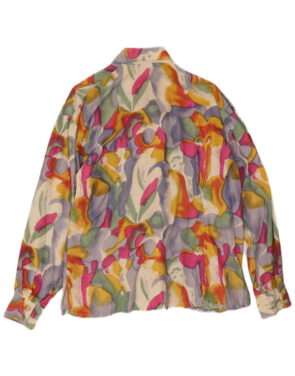Egoiste Chemisier à motif abstrait pour femme UK 14 Grande soie multicolore