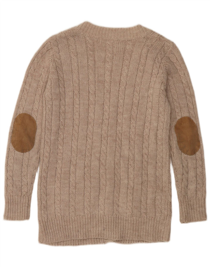 Zara Cardigan Femme Pull UK 14 Acrylique Beige Moyen