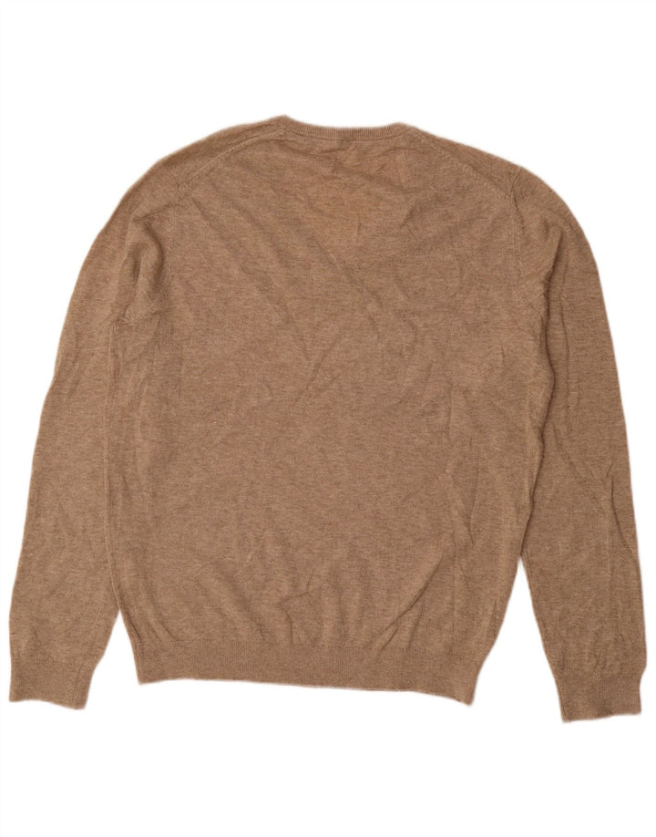 BENETTON Pull col V pour homme Large Beige