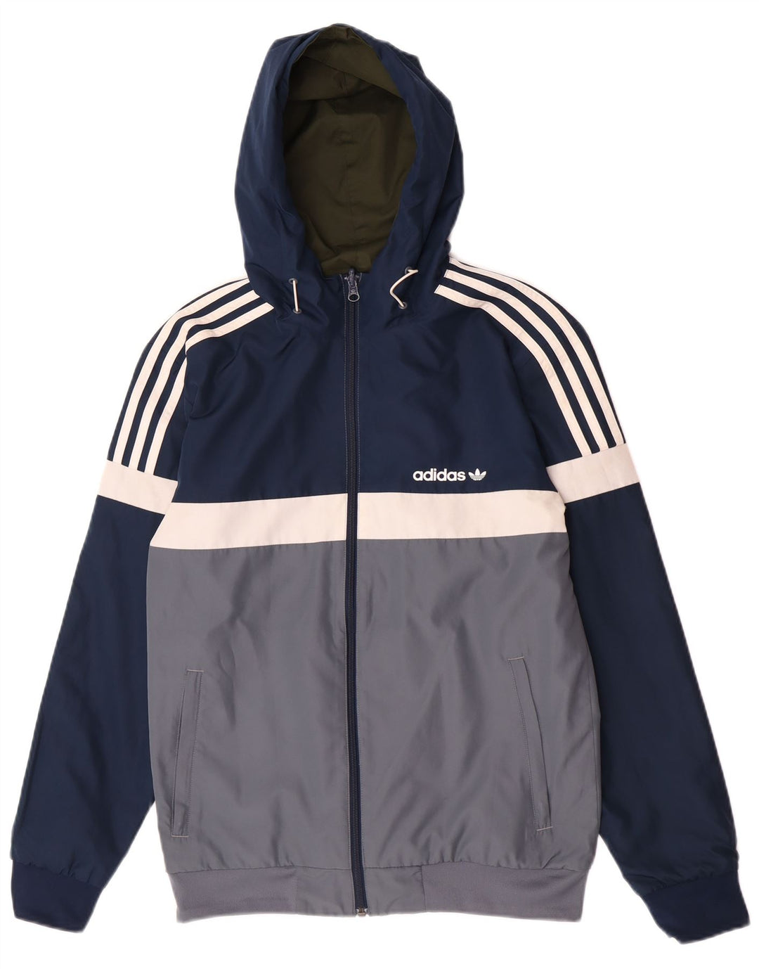 Adidas Veste réversible à capuche pour homme UK 36 Petit Kaki Polyester