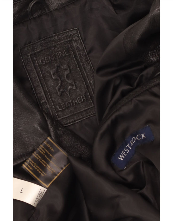 veste en cuir homme vintage UK 40 Grand cuir noir