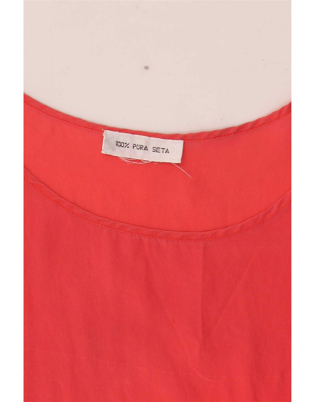 vintage Femme Blouse Sans Manches Top UK 14 Soie Rouge Moyenne