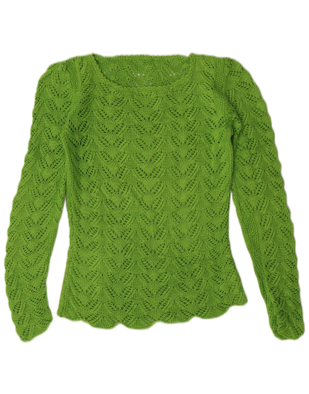 VINTAGE Pull col bateau femme UK 8 Petit Vert