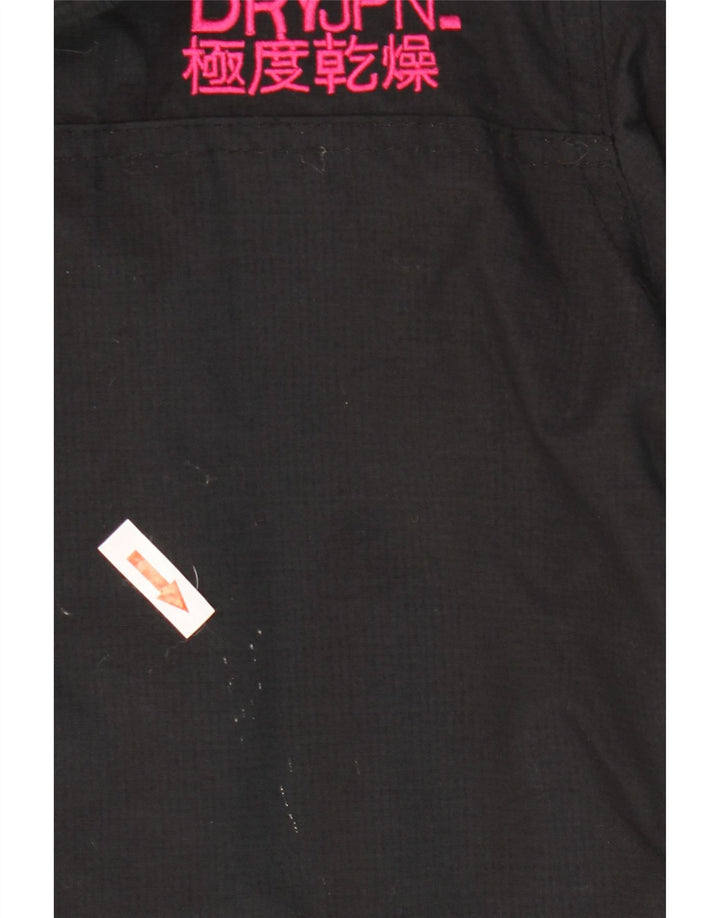 Superdry Veste coupe-vent à capuche Windmac pour femme UK 16 Large Noir Nylon