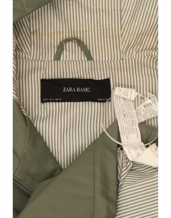 Zara Femme Imperméable À Capuchon UK 10 Petit Vert Polyester