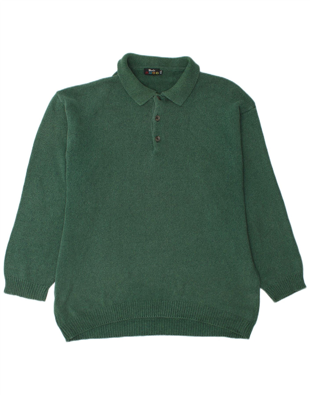 BASIC Pull col polo pour homme 2XL Vert Coton