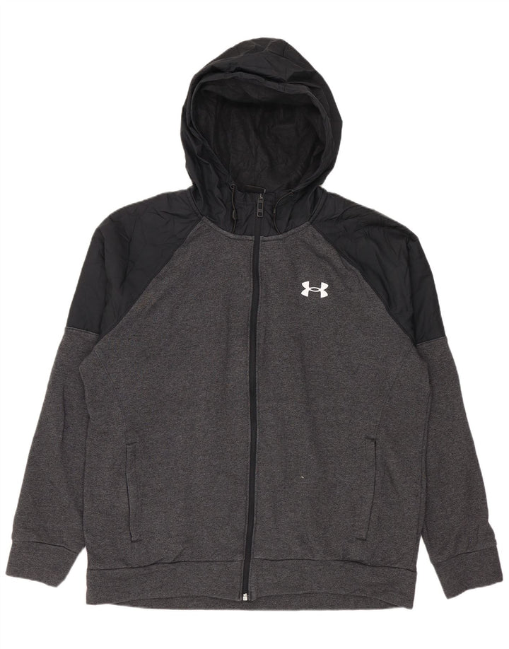 Under Armour Pull à capuche zippé pour homme Large Gris Coton