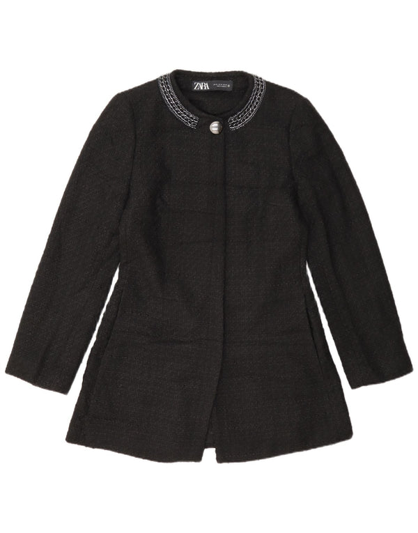 Zara Femme Pardessus UK 12 Moyen Noir Polyester