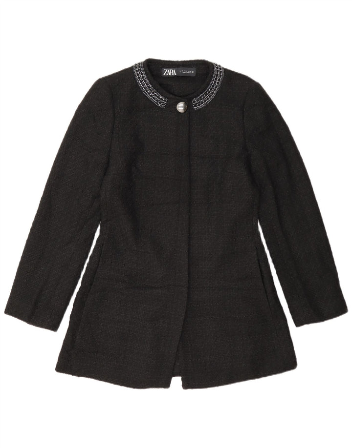 Zara Femme Pardessus UK 12 Moyen Noir Polyester