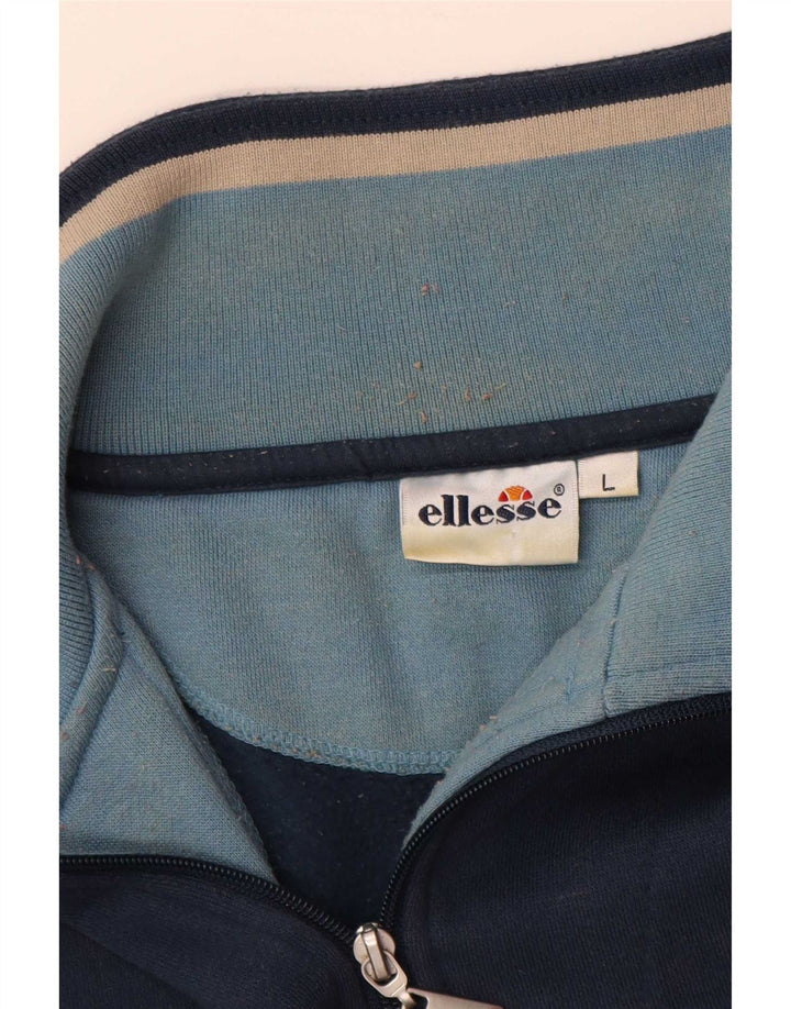 Ellesse Sweat-shirt à col zippé pour homme en coton bleu marine Taille L