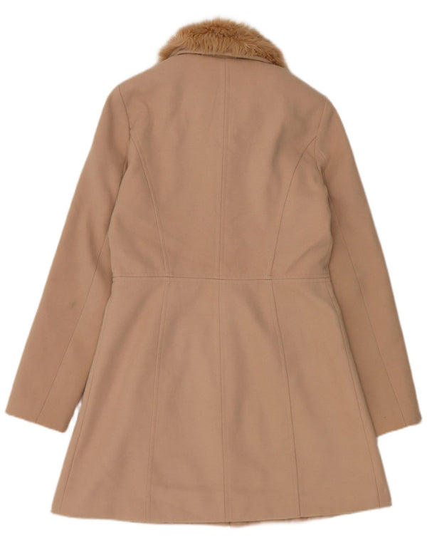 Oasis Womens Overcoat UK 10 Small Beige Polyester