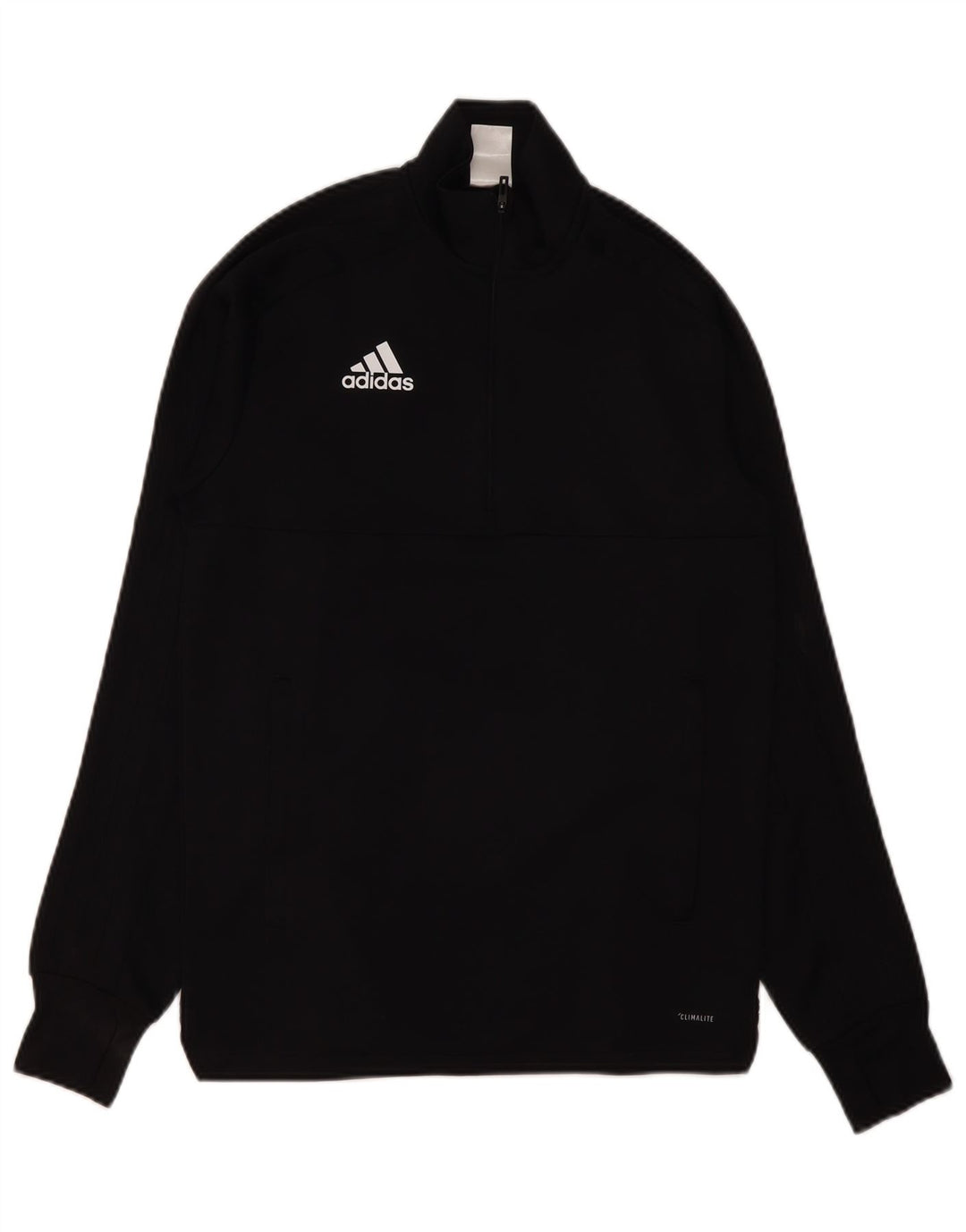 ADIDAS Hommes Climalite Zip Neck Pull Survêtement Top XS Noir Polyester
