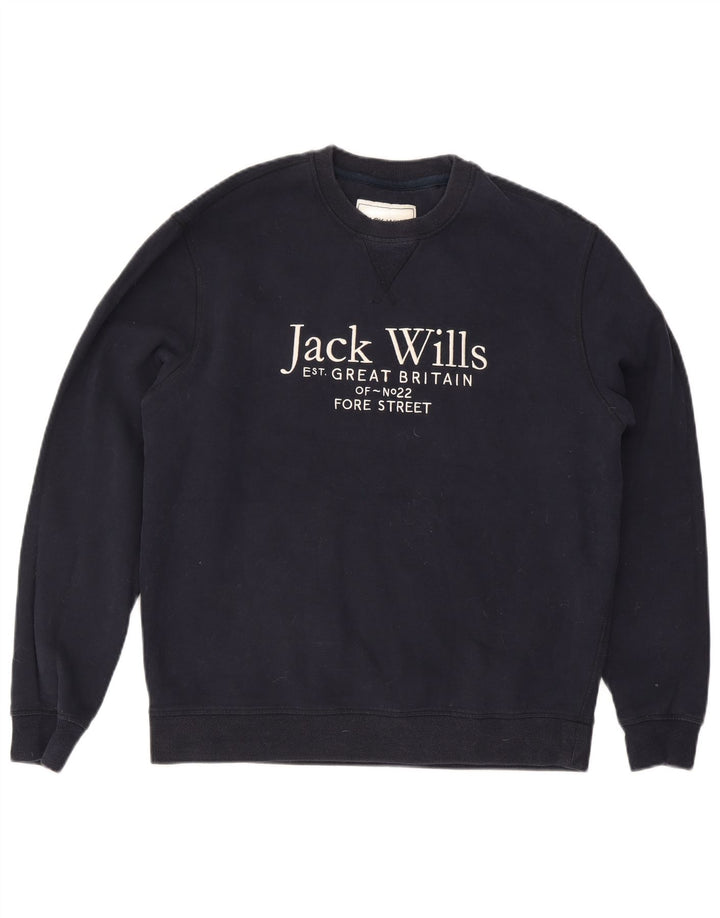 Jack Wills Sweat-shirt graphique pour homme en coton bleu marine Taille L