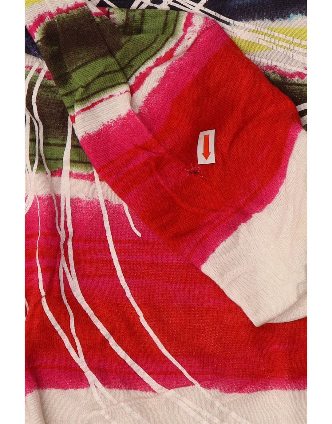 Desigual Femme Pull Col Bateau UK 12 Moyen Multicolore