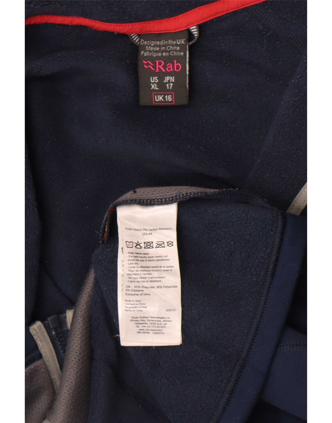Rab Pull à capuche zippé pour femme UK 16 Large Bleu marine Polyester