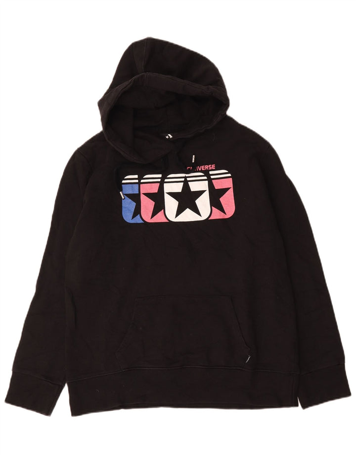 Converse Pull à Capuche Graphique Homme Noir Moyen Coton