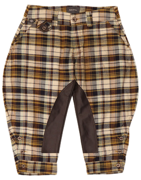 Pantalon d’équitation Capri femme vintage IT 42 Medium W32 L19 Beige Plaid