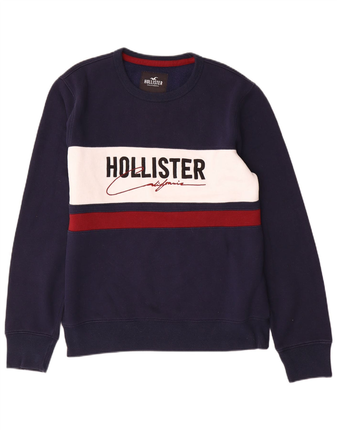 Hollister Pull Graphic Sweatshirt Jumper Homme Bleu Marine Moyen Colourblock