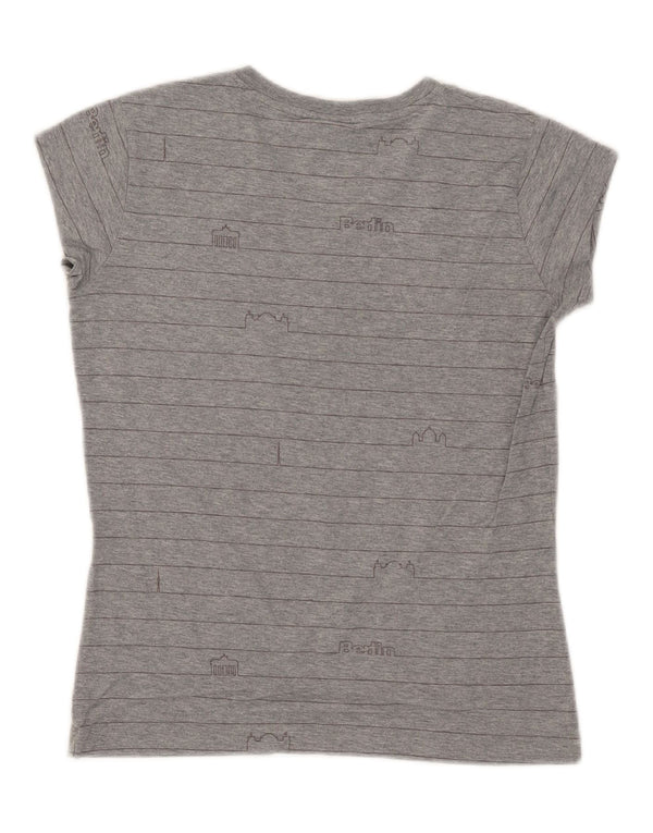 Nike T-shirt graphique pour femme UK 14/16 Large Gris Rayé