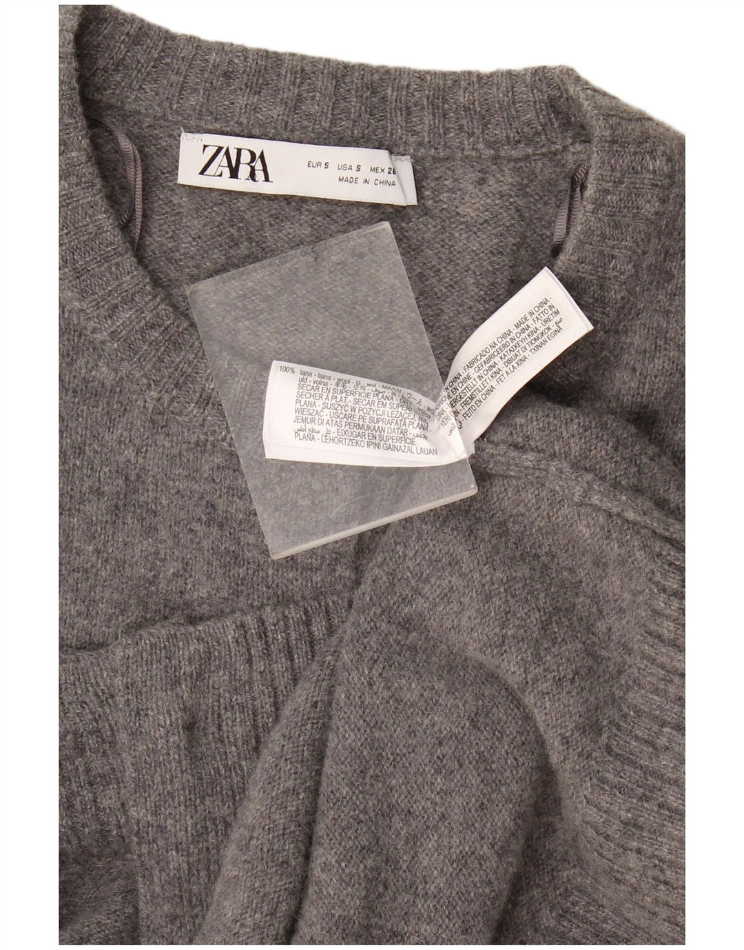 Zara Womens Cardigan Sweater UK 10 Petite laine mouchetée grise