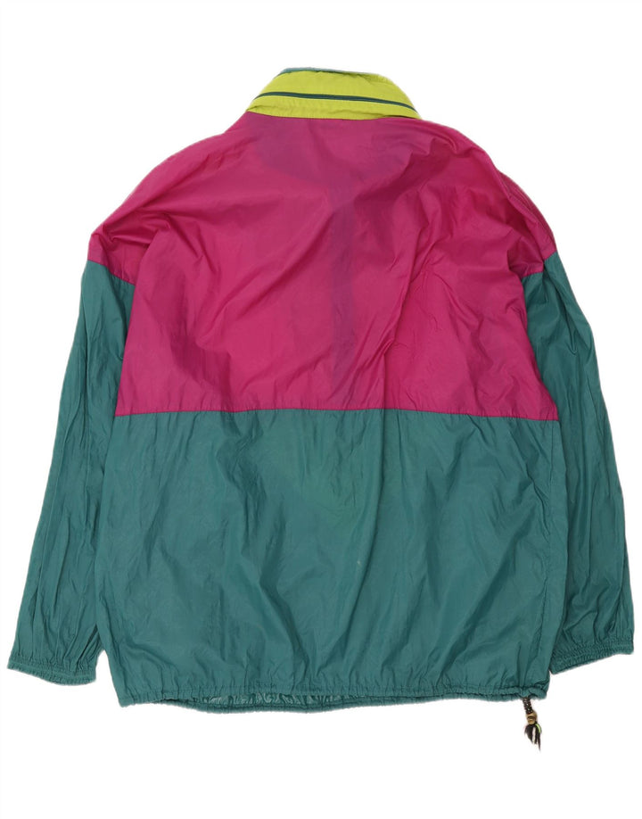 vintage Mens Graphic Pullover Rain Jacket UK 42 XL Green Colourblock