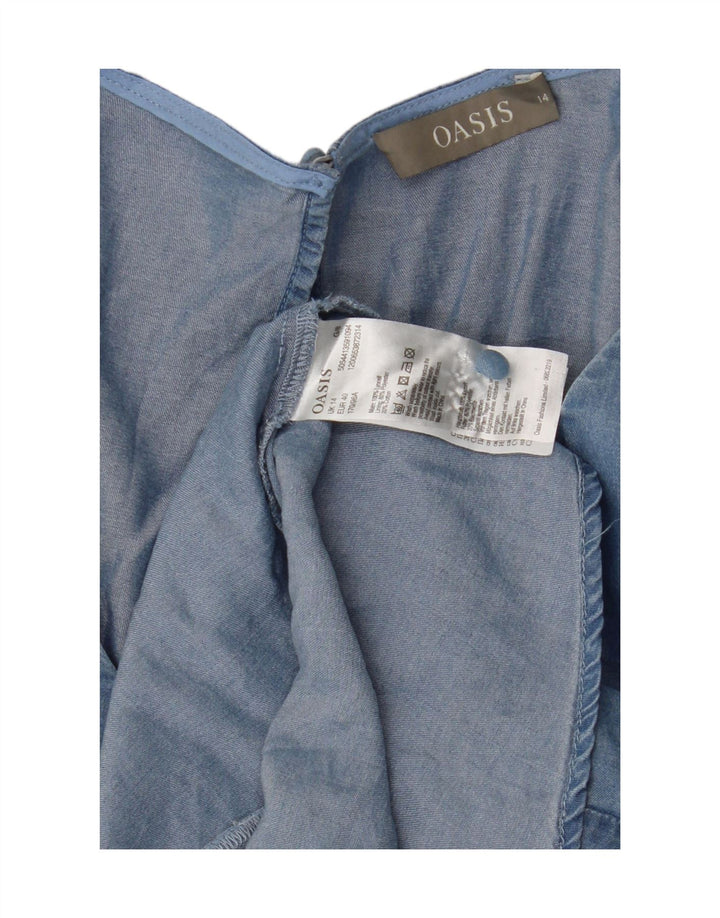 Oasis Chemisier Femme UK 44 Bleu Moyen Lyocell