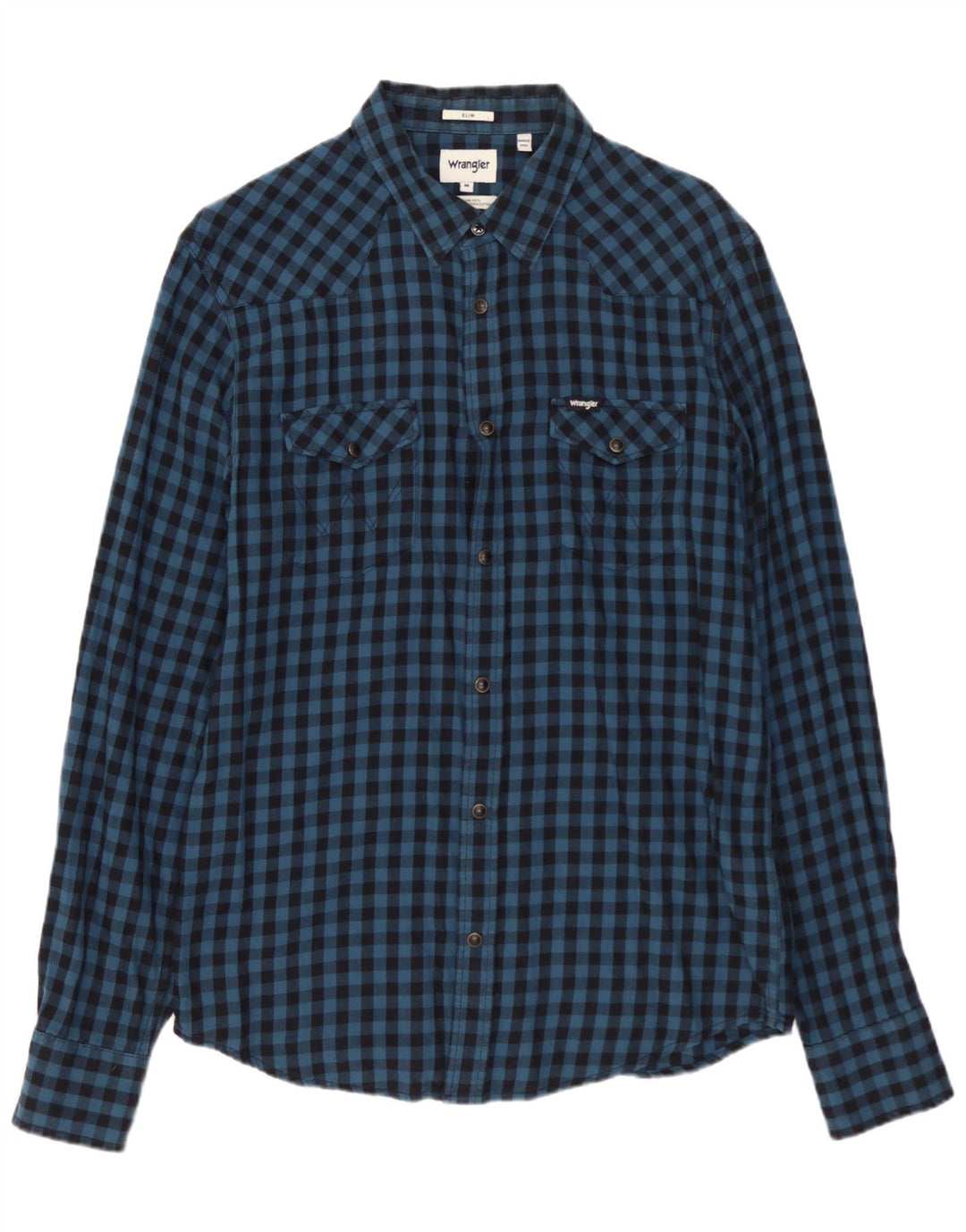WRANGLER Chemise Slim Flanelle Homme Bleu Moyen Vichy Coton