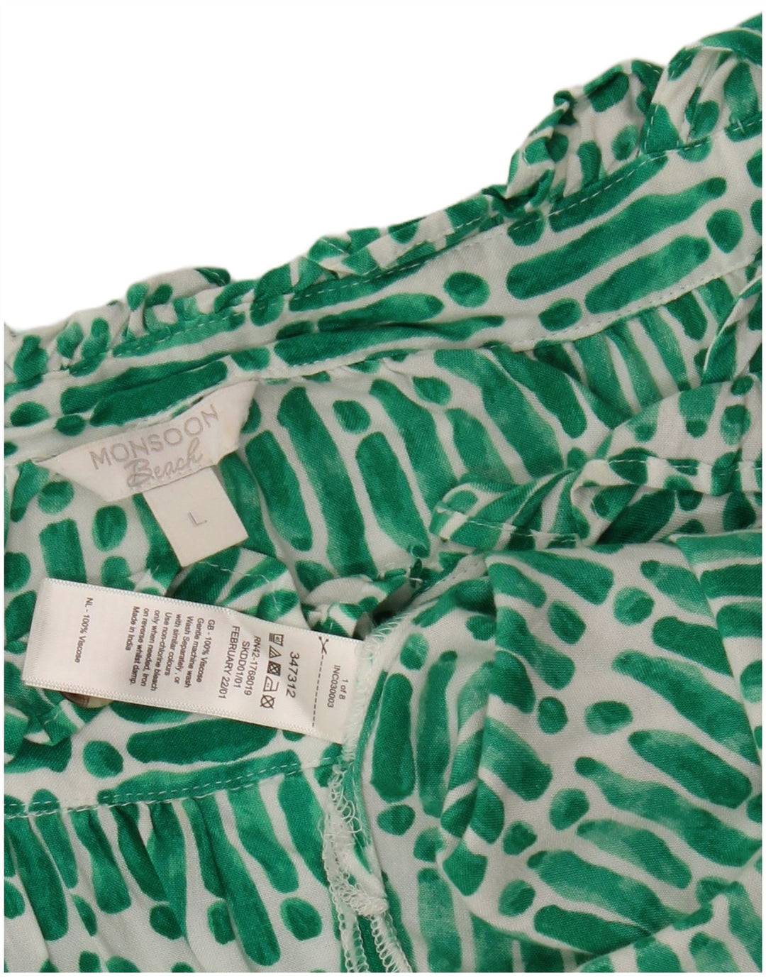 MONSOON Chemisier court surdimensionné pour femme UK 16 Grand vert rayé