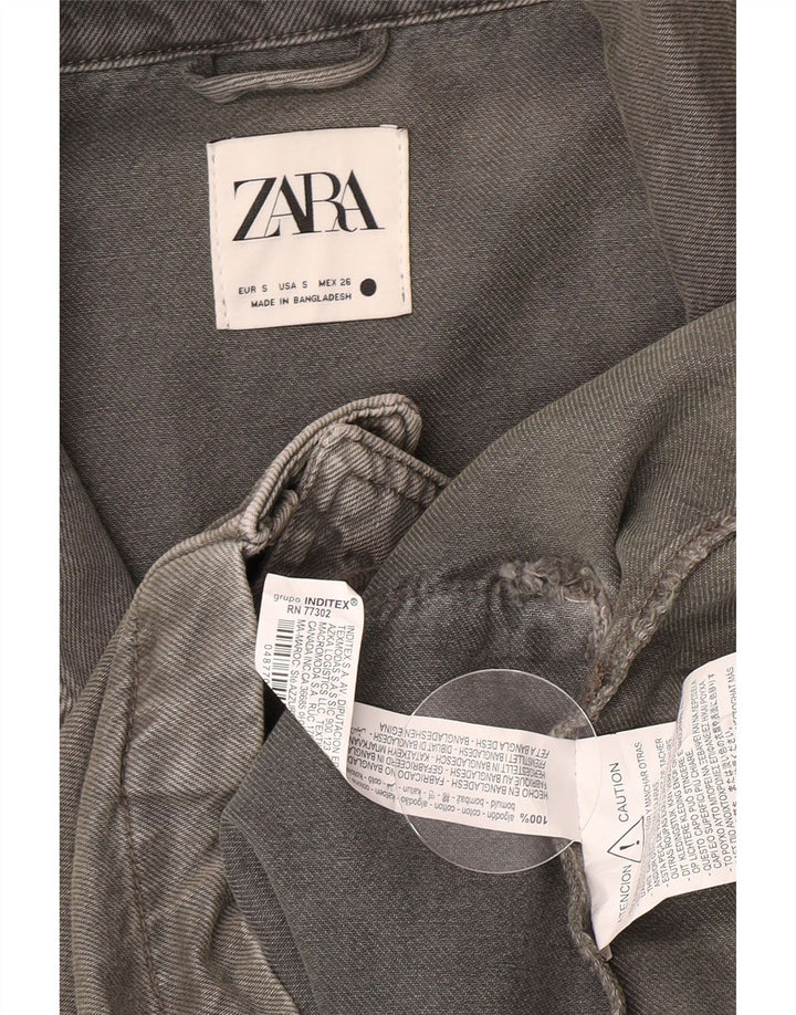 Zara Manteau en denim surdimensionné pour femme UK 10 Petit coton gris