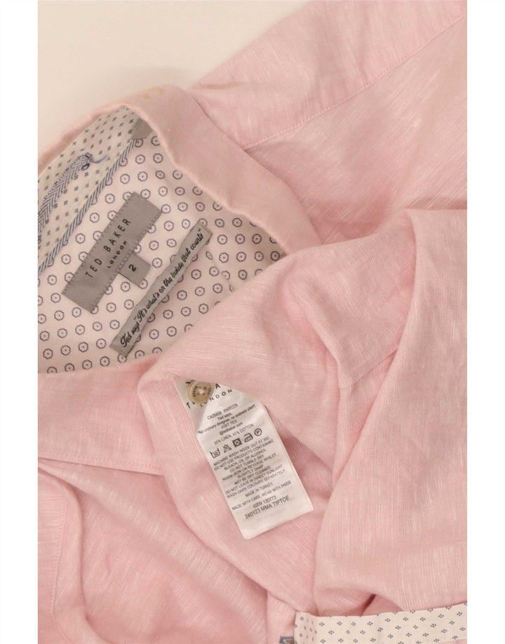 Ted Baker Chemise Homme Taille 2 Petit Lin Rose