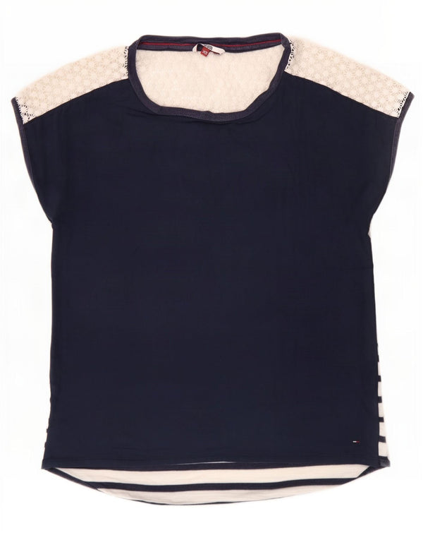 Tommy Hilfiger Chemisier Femme UK 6 XS Bleu Marine Colorblock Viscose