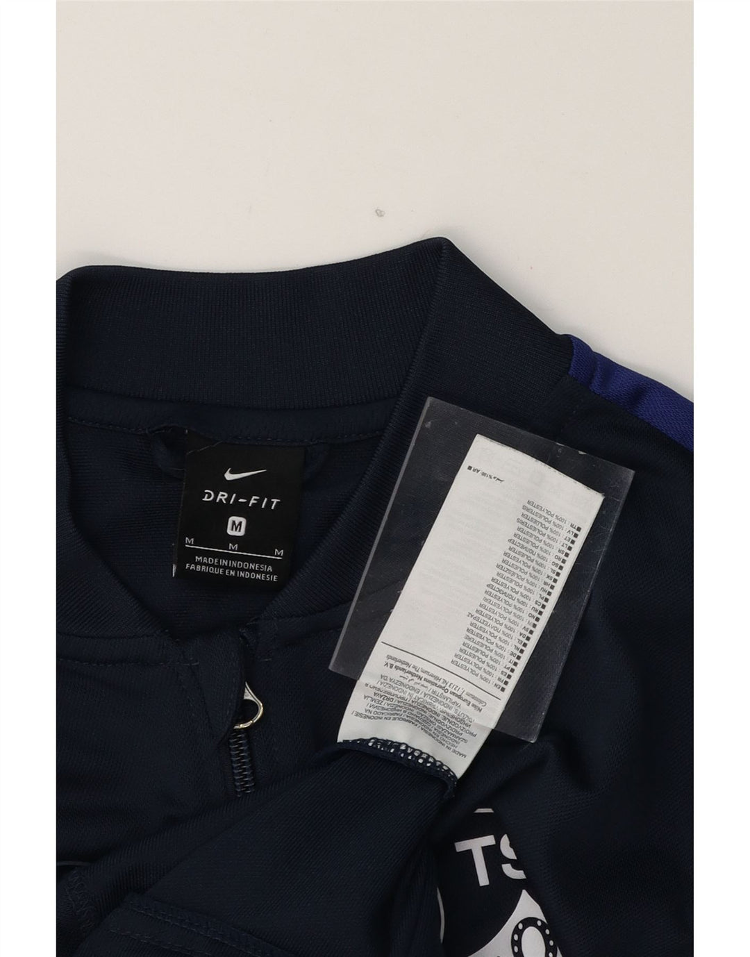NIKE Mens Dri Fit Graphic Tracksuit Top Jacket Medium Navy Blue Polyester Vintage Nike and Second-Hand Nike from Messina Hembry 